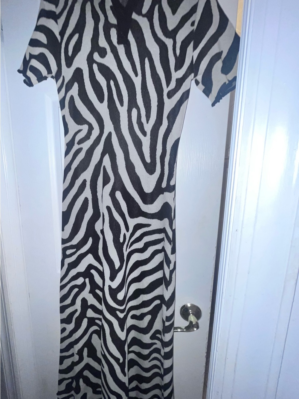 Zebra-Print Black and White Maxi Dress